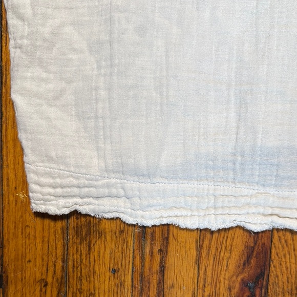 9SEED Women's 100% Slub Cotton Short Sleeve Cream Top Raw Hems Boxy‎ Fit Size 1 - Picture 9 of 11